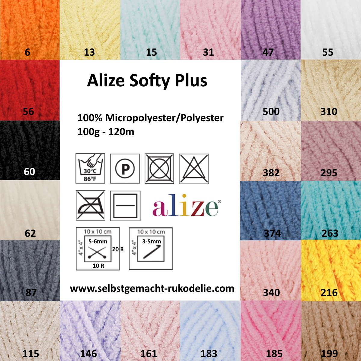 Alize Softy Plus Farbkarte und Eigenschaften